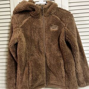 Reebok Kids Brown Sherpa Puffer Hoodie Jacket